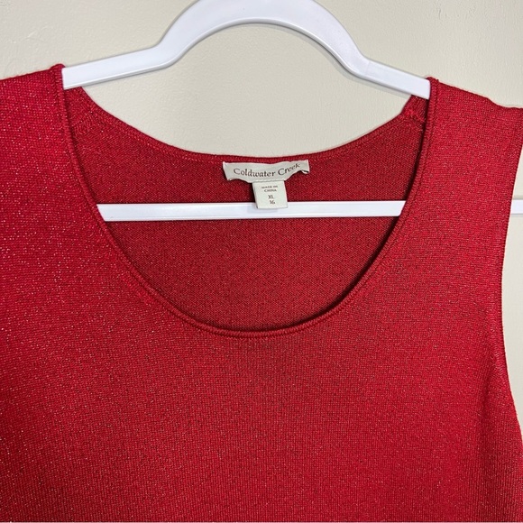 Coldwater Creek Red Metallic Knit Tank Top size XL - Picture 5 of 6